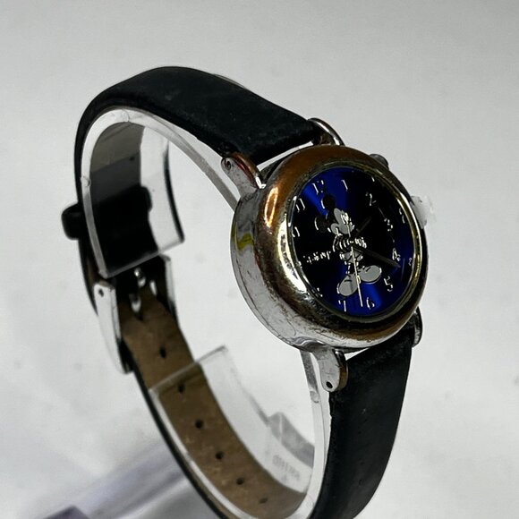 Disney Womens Mickey Mouse Musical Watch With Black Leather Strap - Picture 6 of 11